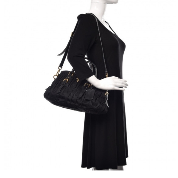 Authentic! PRADA Tessuto Gaufre Satchel Tote Crossbody Bag - Picture 6 of 9